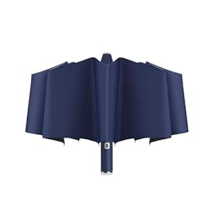 Maizoon Faltbarer Regenschirm mit LED-Taschenlampe, 10 Rippen, starker Fiberglas-Rahmen, automatisches Öffnen, Schließen, winddicht, wasserdicht, UV-beständig, drehbar, rutschfester Griff, dunkelblau