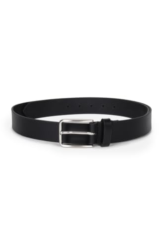 Image of Louis Philippe Men's 100% Italian Leather Shiny Nickel Buckle Formal Profile Belt