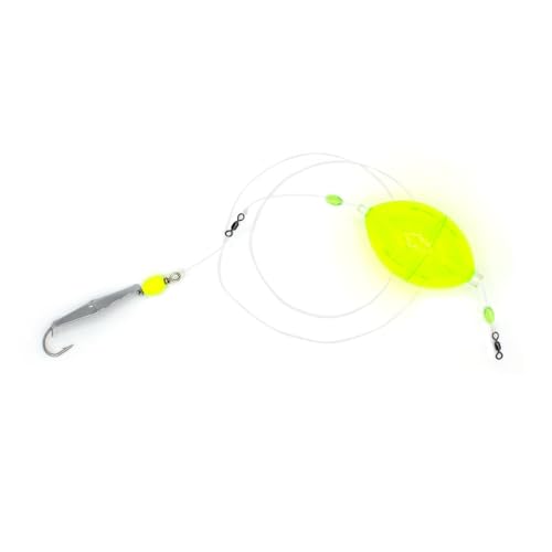 Clarkspoon Bubble Buster Rig for Spanish Mackerel, Bluefish, Red Drum and More! - Weighted Clarkspoon with Chartreuse Bubble Float - Casting Rig for Fishing from The Pier, Surf, Boat and Bridge!
