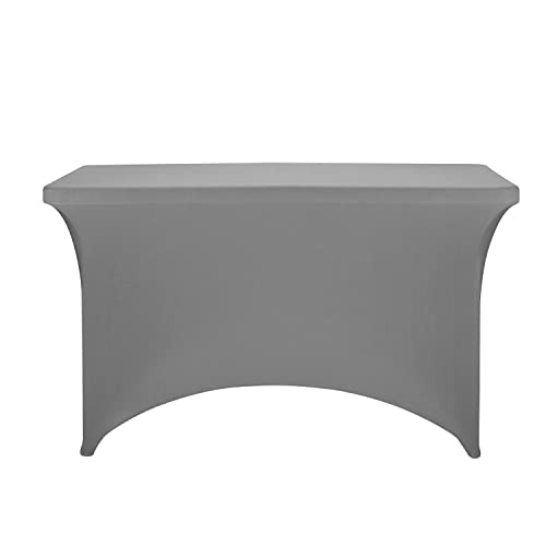 Image of FORLIFE 2Pack Spandex Table Covers,Fitted Tablecloth for Rectangular Tables, Stretch Patio Table Covers, Universal Spandex Table Cover for Wedding, Banquet, Party (4ft, Gray)