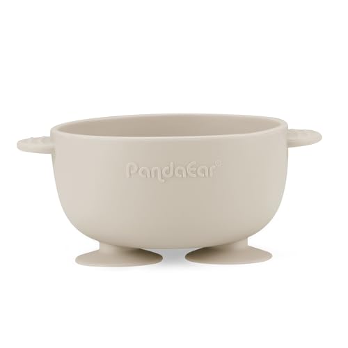 PandaEar 3 Pack Babysaugschalen &3 Babylöffel| Leckdichte Aufenthalts Silicon Food Bowl für Babys Kinder Kleinkinder Säuglinge | Lebensmittelqualität weiches BPA-freies Silikon (Rosenrosa Leinen)