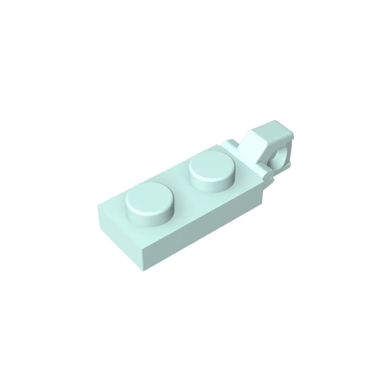 Gobricks 44301 Hinge Plate Hinge Plate 1x2 Locking with 1 Finger On End, Without Groove 50 Pieces GDS-820 Compatible with Lego Building Blocks Color:Light Aqua — image 1