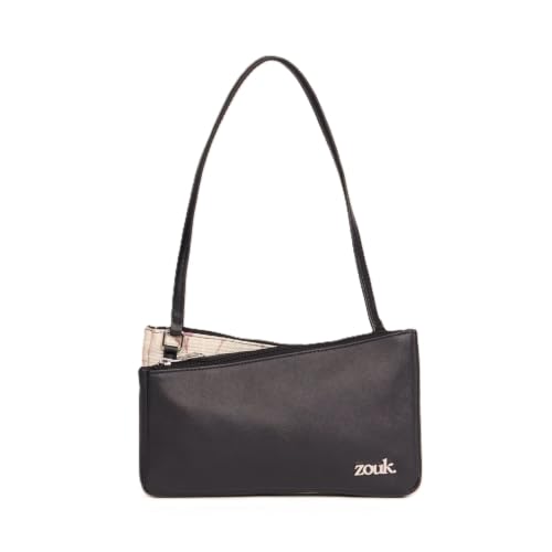 Image of ZOUK Kiya Small Shoulder Bag for Women - Dual-Sided Shoulder Bag with Criss-Cross Design| Handcrafted Purse with Dual Zipper Compartments & Water-Resistant Lining | Auroville Amethyst