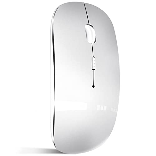 Bluetooth Mouse Rechargeable Wireless Mouse for MacBook Pro/Air/iPad/Laptop/PC/Mac/Computer Silver