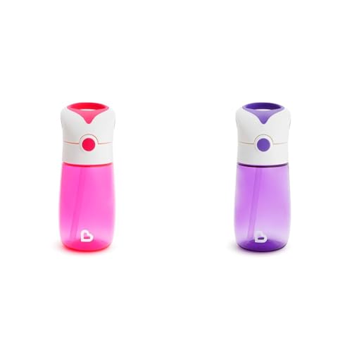 Munchkin® Flip & GoTM 12 Ounce Toddler Sippy Cups with Straw, Ultra Durable Tritan Material, Pink and Purple