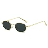 DCEHGEW Women Men Fashion Retro Trendy Sunscreen Metal Frame Oval Sunglasses for Outdoor Beach Driving Cycling-Golden Black Gray