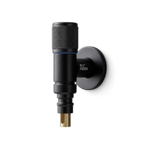 Image of Fossa Galaxy Washing Machine Faucet Stainless Steel - Wall Mounted Water Tap for Toilet, Dishwasher, Laundry | Space-Efficient Multi-Use Angle Cock with Easy Grip Control | Black (Matte Finish)