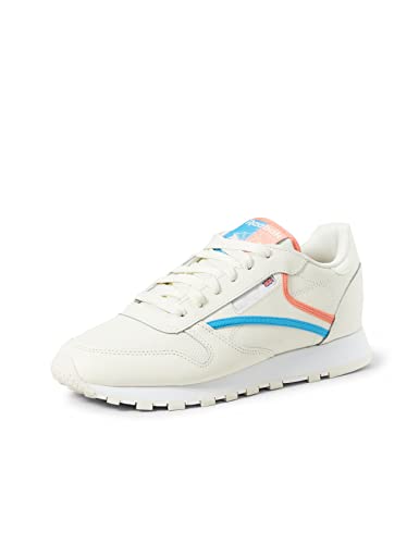 Reebok Classic Leather, Basket Femme, FTWR White/Carbon/Vector Red, 35.5 EU