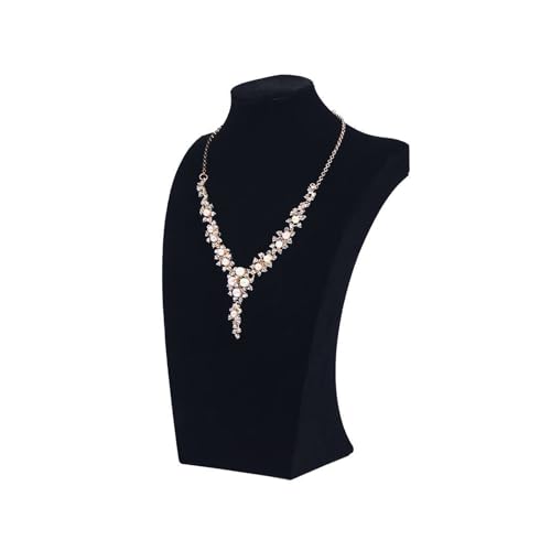 Necklace Bust Display Stand, Black Velvet Necklace Display Holder, Jewelry Necklace Organizer Rack for Home Use or Shop Show (9