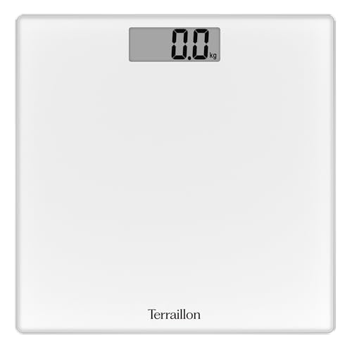 TERRAILLON - TSQUARE BLANC - Pèse personne électronique, Compact et ultra plat 26cm x 26cm,...
