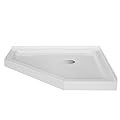 Goodyo 36 in. D x 36 in. W x 3.5 in. H Corner Drain Neo-Angle Shower Base in White