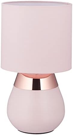 Relaxdays Tischlampe Mit Kristallkugel & Stoffschirm – Vintage-Nachttischleuchte Für Wohnzimmer (Grau, 42cm)