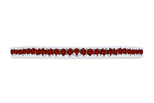 Simulated Garnet Eternity Stackable Wedding Ring in 14k White Gold Over Sterling Silver (1/5 Cttw)2
