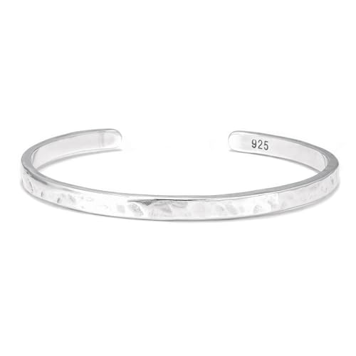 Pulsera minimalista de plata esterlina 925 martillada 4mm miniatura 1