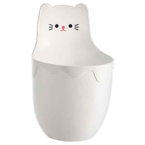 healvian 壁掛け式多機能デスク収納ボックス 免釘簡単設置 ペンや文房具化粧品整理に カートゥーン猫柄 ホワイト 省スペースで机上すっきり