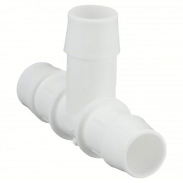 Eldon James T0-16WP Polypropylene Equal Barb Tee, 3/4" Hose Barb, White (Pack of 10)