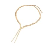 SDFXCDR Collares de Gargantilla para Mujeres, Collar de Cadena Larga de Serpiente Plana retorcida única para Mujeres 2025 Regalo de joyería de Cuello de eslabón de Pecho de Tejido de Moda, Regalo