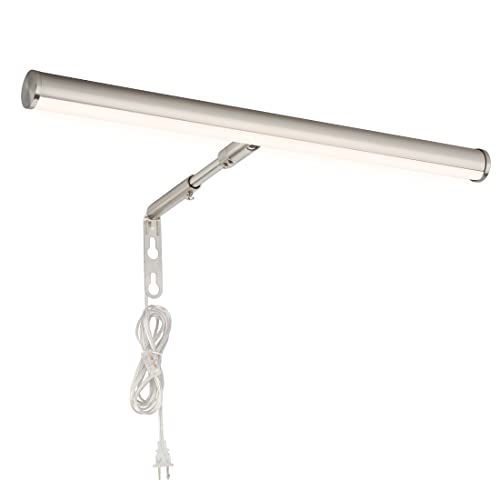 Xbuyee Led Picture Lights For Paintings Plug In, 14 In. 4W Adjustable Art Light Gallery Wall Light For Display Art Work, Brushed Nickel Finish, Cri90+, 3000K Warm White, Etl Listed #TOP27