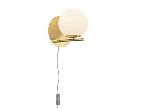 Trio Leuchten Wandleuchte Pure 202000108, Metall Messing matt, Glas weiß, exkl. 1x E14