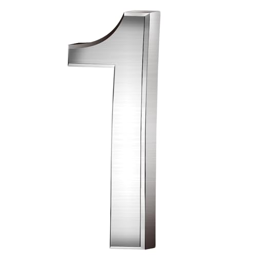 Vanyibro 3D House Number Sticker 1-7.6CM Silver Waterproof Self Adhesive Door Number Sticker for Mailbox House Hotel Number