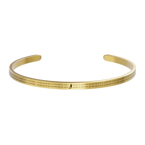 Image of ETCHCRAFTEMPORIUM Hanuman Chalisa Classic Bracelet | Classic Oval Cuff Bracelet for Men & Women | Adjustable In Size | Glossy Gold Finish | Hanuman Kada
