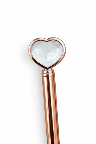 Image of THEBFSSTUDIO Heart Crystal Hair Bun Stick Pen - Rose Gold (2 in 1)