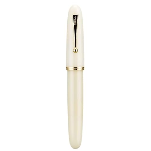 Image of Jinhao 9019 Dadao Series Heartbeat Nib Fountain Pen, 8 Fine Nib, Ivory White Acrylic, Gold Edge with Large Converter