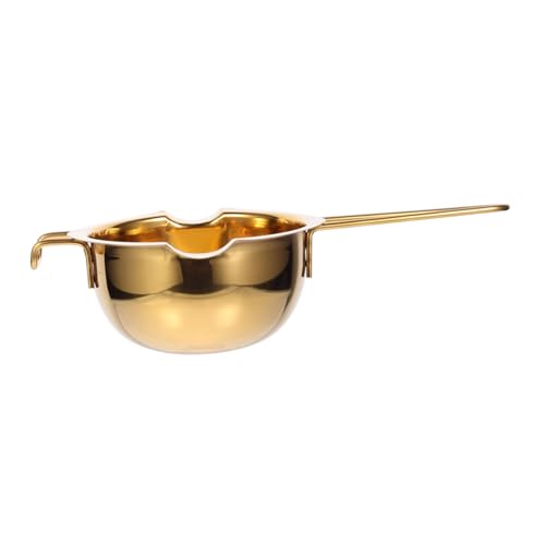 HOLIDYOYO 1pc Stainless Steel Melting Pot Dual Pour Spouts Efficient Chocolate Heating Bowl for Melting Butter Cheese and Candy Safe Design Extended Handle Baking Tool for Kitchen Use