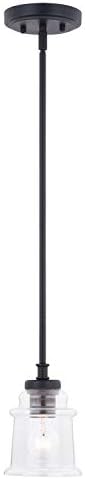 VAXCEL Toledo Black Farmhouse Mini Pendant Ceiling Light Clear Jar Glass