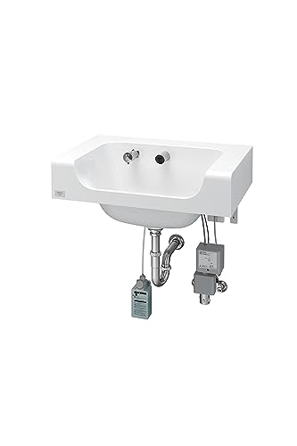 LIXIL(リクシル) INAX 洗面器 ラウンドデッキボウル(壁固定タイプ 壁排水 100V混合水栓 水石けん手動式)L-B450KA2K/WX+LF-110PA-MBB