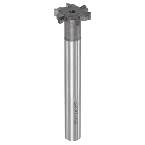 Image of uxcell T-Slot Milling Cutters, 5mm Depth 25mm Cutting Dia 12mm Shank Tungsten Carbide Tip 6 Flutes T Slot End Mill for Stainless Steel Copper Aluminum