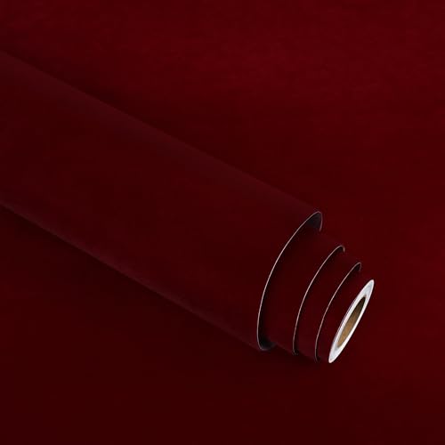 Stickyart Papier Adhesif Pour Meuble Velours Rouge Foncé 30cmX200cm Papier Peint Auto-Adhésif...