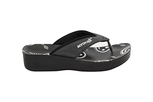 Image of AEROWALK Stylish Fashion Slipper for Women | Comfortable| Lightweight | Anti Skid | Casual Office Footwear (0895 BLACK)