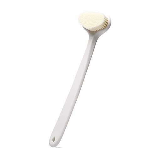 surlees Back Brush Long Handle for Shower, Back scrubber for Shower (15'', White Handle White Bristles)