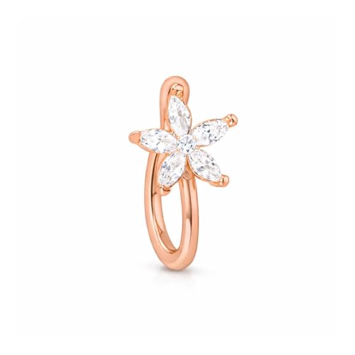 Image of Nilu's Collection Rose Gold American Diamond Non Piercing Nose Pin for Women | Elegant Flower Nose Stud | Minimal Clip-On Nose pin | Anti-Allergy | Anti-Tarnish | Office Wear | Daily Wear | office Wear | Non Piercing