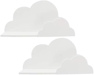 Carousel Home Gifts PACK of 2 Baby Nursery Child's Bedroom Playroom Cloud Shaped Floating Book Shelf | White Floating Shelves | 40 x 20 cm Children's Cloud Shelves For Nursery