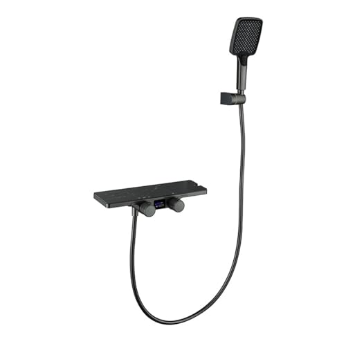 Grifo Mezclador de Ducha de Pared Gris con Termostato Y Pantalla de Temperatura Grifo Cascada para Bañera