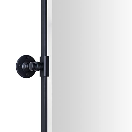 Image of TEHOME Pivot Full Length Bathroom Vanity Mirror Matt Black Metal Framed Full Body Wall Mounted Floor Pivoting Mirror for Bathroom, Living Room, Overall 58.12 x 28 inches (Mirrror 54 x 28 inches)