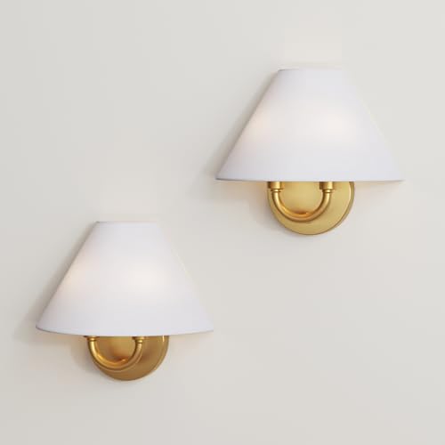 Nathan James Shoal Modern Wall Light Fixture with White Linen