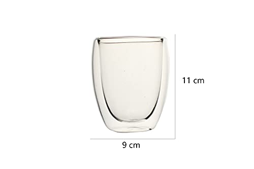 Image of Double Wall Thermal Insulated Mug for Drinking Tea,Coffee,Espresso,Juice,Wine,Latte, Cappuccino Stackable Glass Cup 350 ML Each. (01A Pack of 2)