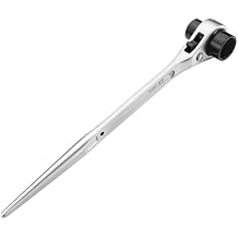Double Socket Ratchet Wrench Vanadium 19x22mm 3/4x7/8 Scaffold Wrench Double Ended Socket Ratcheting Podger for Scaffolding, Building Construction, Garage Workshops, Car Maintenance