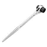 Lanties Double Socket Ratchet Wrench Vanadium 19x22mm 3/4x7/8 Scaffold Wrench Double Ended Socket Ratcheting Podger for Scaffolding, Building Construction, Garage Workshops, Car Maintenance