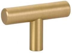 Emtek Cabinet Bar Pull 86357 Satin Brass (2" Bar Knob/2" Overall)