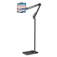 LanPavilion Tablet Floor Stand with Upgraded Weighted Base, Adjustable Arm Tablet Stand Phone Holder for Bed Sofa Use, Compatible with iPad Pro, Air, iPhone, Samsung Tab, Kindle, 4.7''-13'' Devices