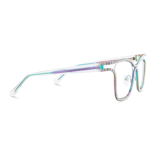 Image of Zeelool Glasses Frame for Women Diamond Square Blue Light Blocking glasses Shine JGM104070 Multicolor