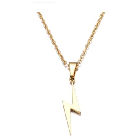 CrownOfRibbons Lightning Bolt Necklace, Thunderbolt Jewellery in Stainless Steel, Men and Women Cover