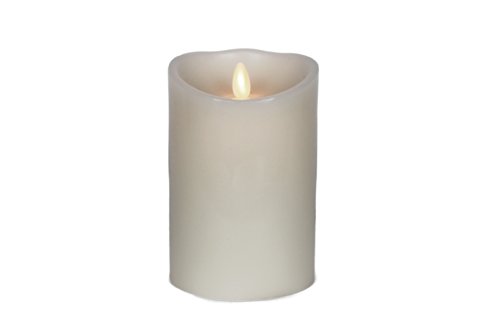 ZG&HY Flameless Moving Wick Pillar Candle with Remote & Timer,3.5-Inch by 5-Inch ,Ivory