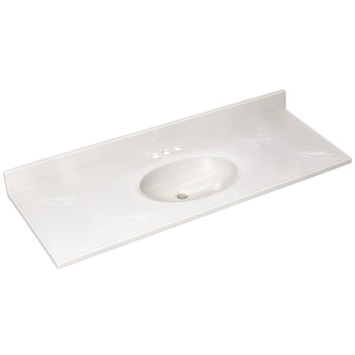 Image of Design House Cultured Marble Vanity Top, 49 in W x 19 in D, Integrated 4 in Centerset Oval Sink & Backsplash, Ivory Swirl, 586305