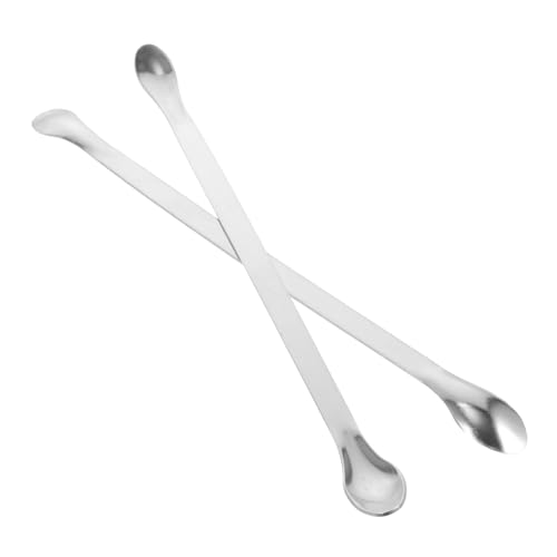 KICHOUSE 2 Pcs Stainless Steel Weighing Spoon Stainless Spatula Laboratory Experiment Spoons Lab Spatula Scoop Spatula Micro Spatula Spoon Mini Spoons Sampling Spoon Silver
