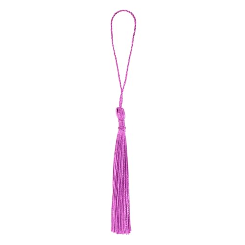 Image of Mandala Crafts Small Mauve Bookmark Tassels - 100 Bulk Silky Mini Craft Tassels with Loops for Bookmarks, Jewelry Making, Graduation Decorations, and Keychains